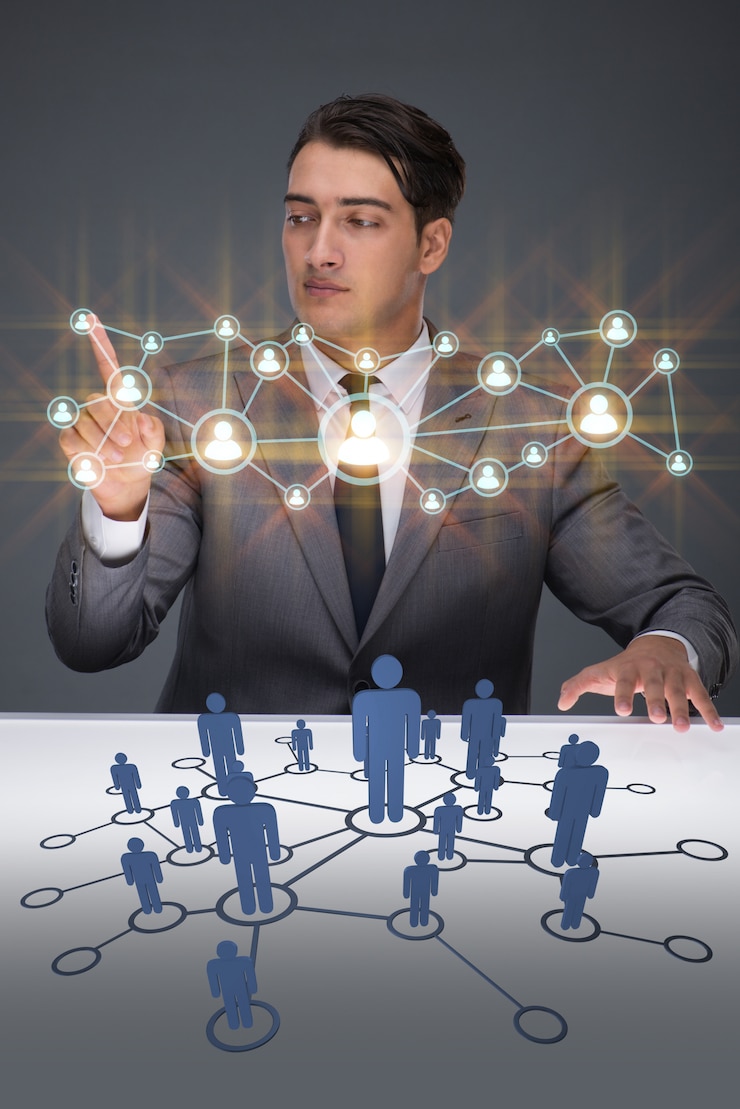 फोटो businessman in social networks concept
