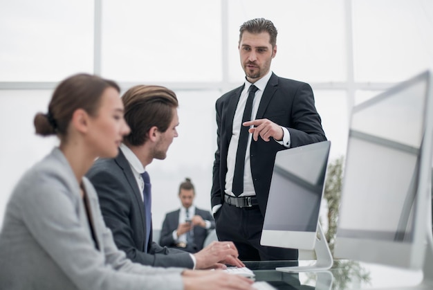 Businessman standing in his officephoto with copy space