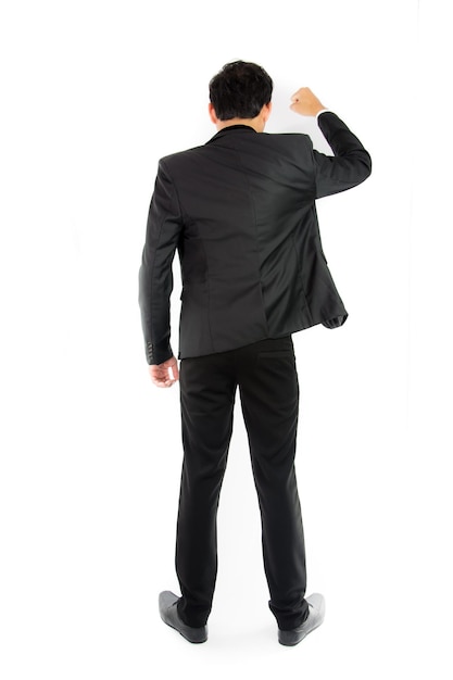 Businessman standing with back isolate