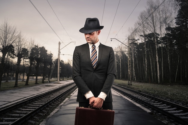 businessman in a station