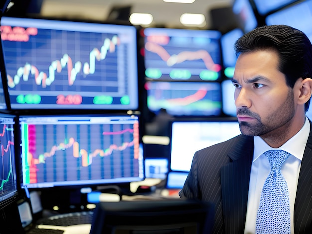 businessman in stock exchange trading room