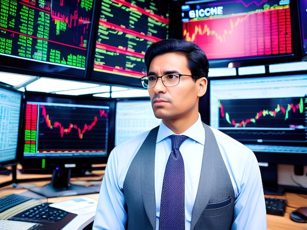 businessman in stock exchange trading room