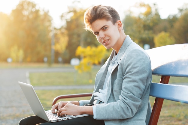 Businessman in stylish clothes outdoors