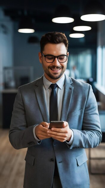 businessman successfully transfered money by online banking mobile application