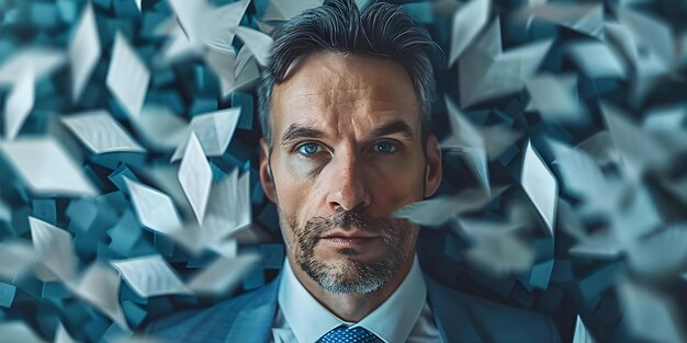 Photo a businessman surrounded by arrows symbolizing progress and ambition in business concept business success ambitious entrepreneur career growth financial achievement leadership vision
