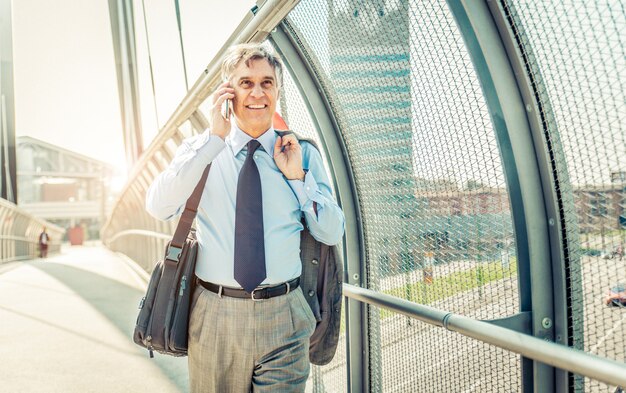 Businessman talking at cellphone