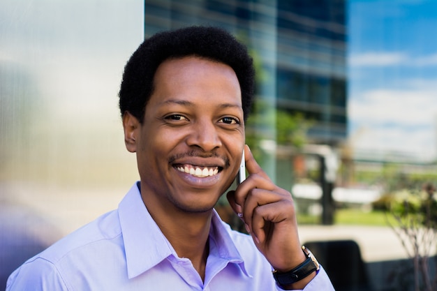 Businessman talking on mobile phone