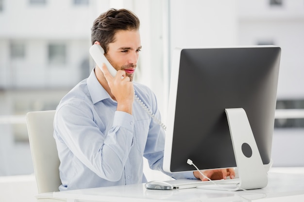 Businessman talking on phone