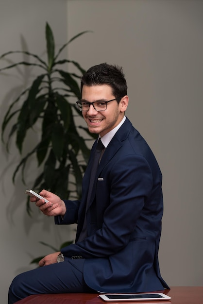 Businessman Talking On Telephone In Office