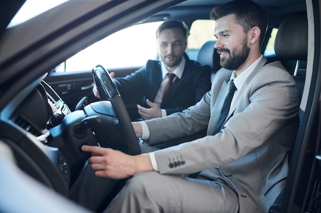 Businessman Testing New Car