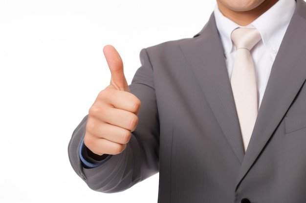 businessman thumb up on white background