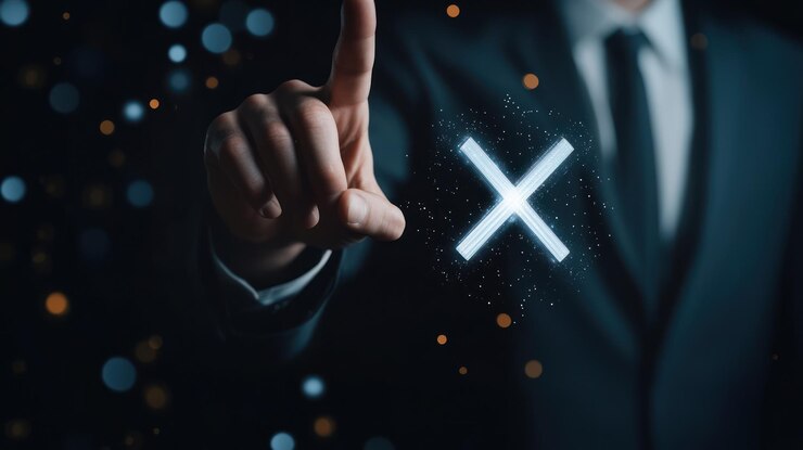 Photo businessman touching a digital cross symbol