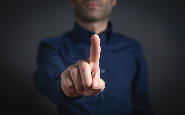 Photo businessman touching in empty screen