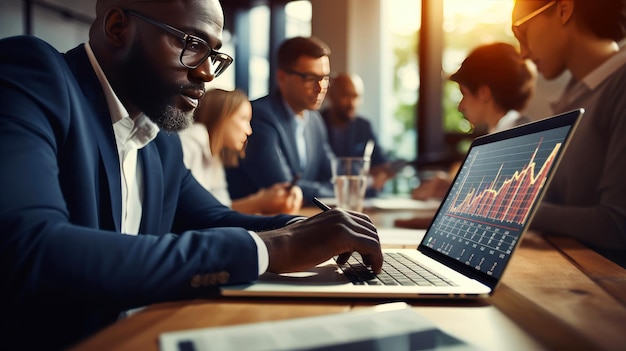 Businessman use laptop and synchronize data of business on computer device with global network