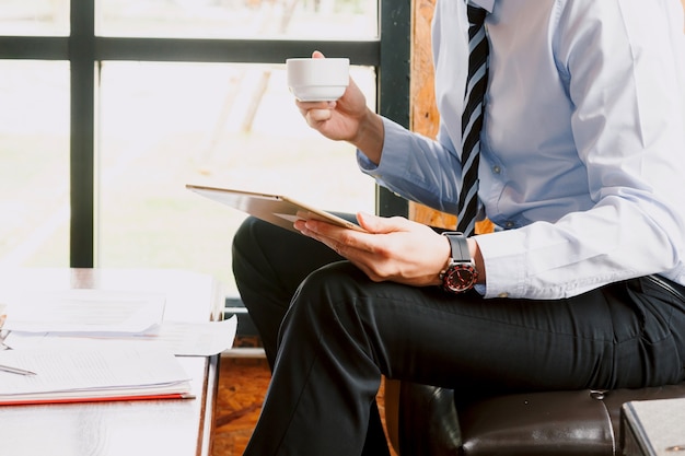 Businessman use tablet in office