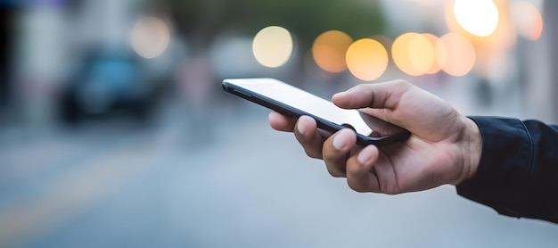 Businessman using his smartphone in the city