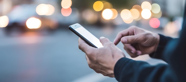 Businessman using his smartphone in the city