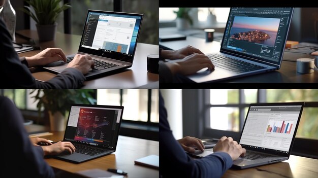 A businessman using a laptop computer