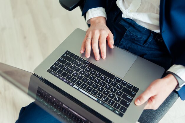 Businessman using laptop