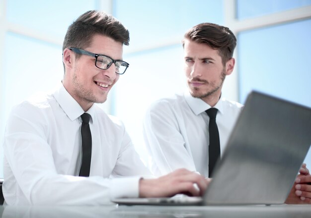 Businessman using laptop