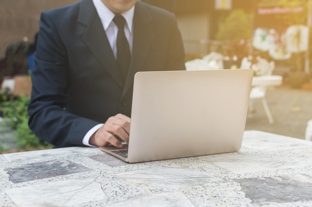 Businessman using laptop