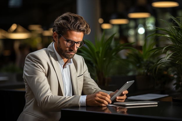 Businessman using mobile phone to talk business