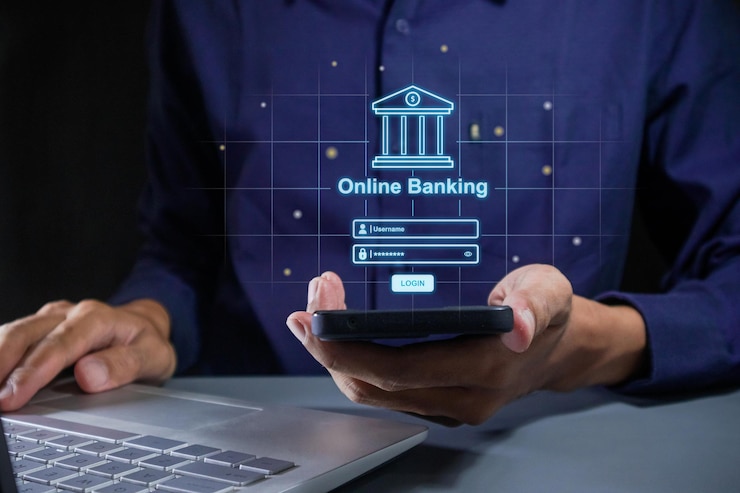 Photo businessman using a smartphone to access online mobile banking enter username and password to access mobile banking