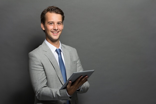 Businessman using tablet computer