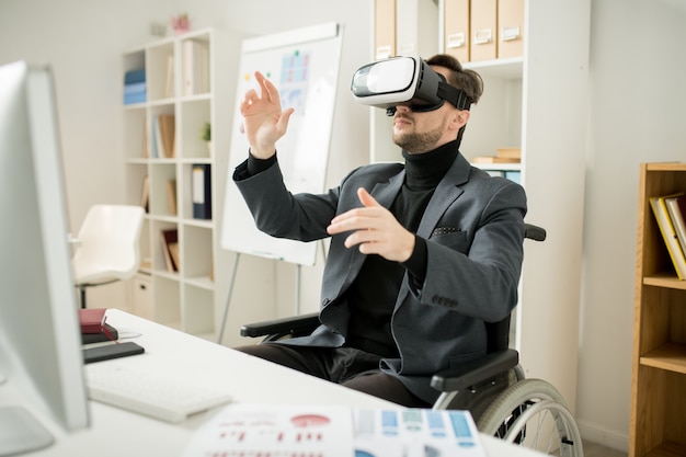 Businessman in VR goggles