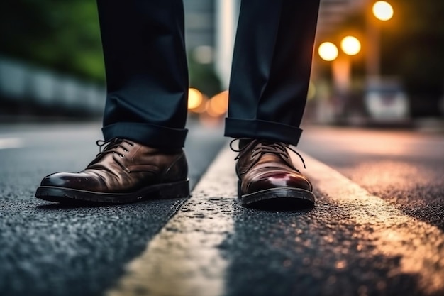 Businessman Walk Road Start Success Generative AI