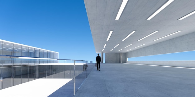 Businessman walking back to business office