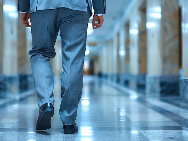 Businessman Walking in Hallway