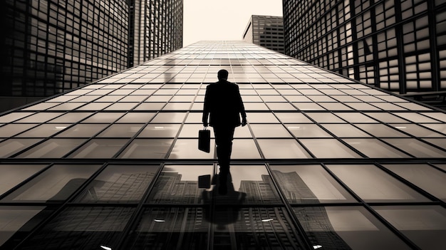 Photo businessman walking in a modern city