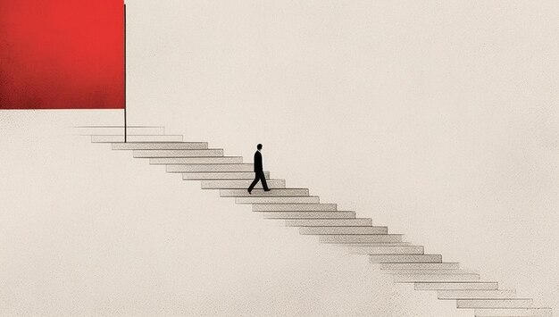 businessman walks up the stairs