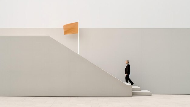 businessman walks up the stairs