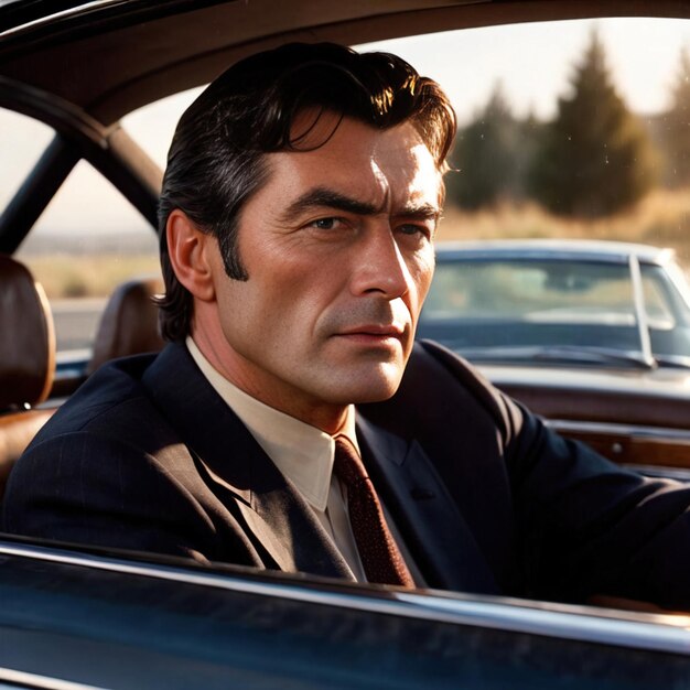 Photo businessman wearing business suit in car