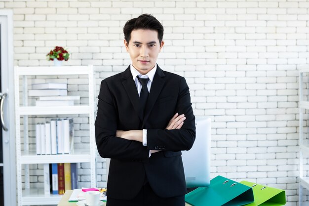 Businessman wearing a business suit at the office