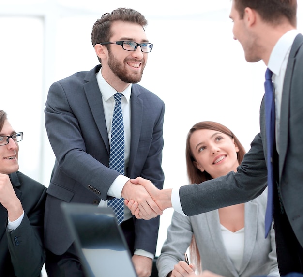 Businessman welcoming the business partner