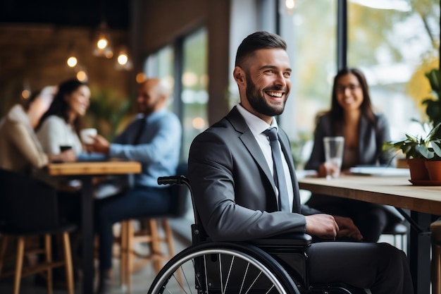 Businessman in a Wheelchair in a Contemporary Office AI