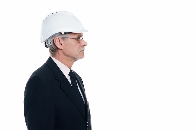 Businessman in a white safety helmet