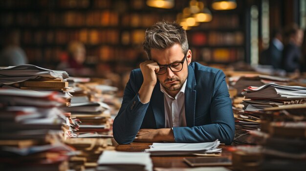 Businessman who is overworked and worn out