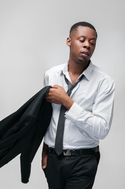 Businessman with black suit and tie