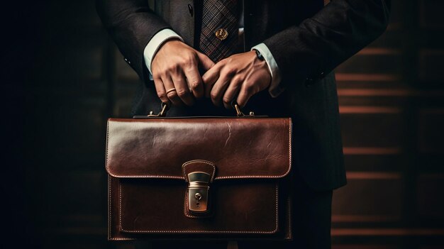Photo businessman with briefcase generative ai
