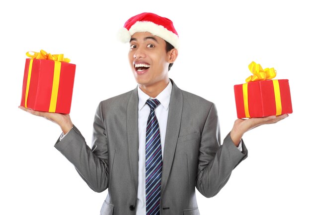 Businessman with christmas gift