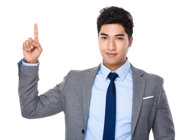 Businessman with finger point up