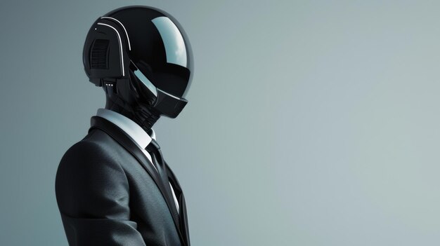 Businessman with a futuristic helmet