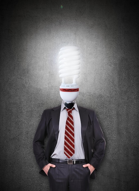 Businessman with head lamp