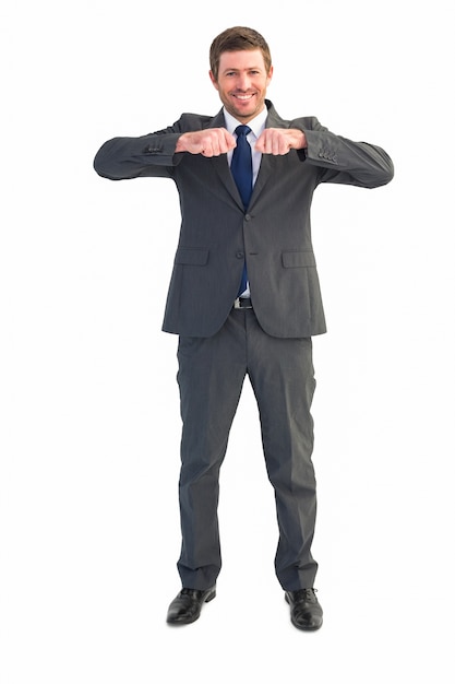 Businessman with his hands up