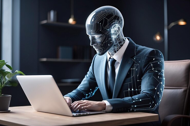 A businessman with laptop Generative Ai