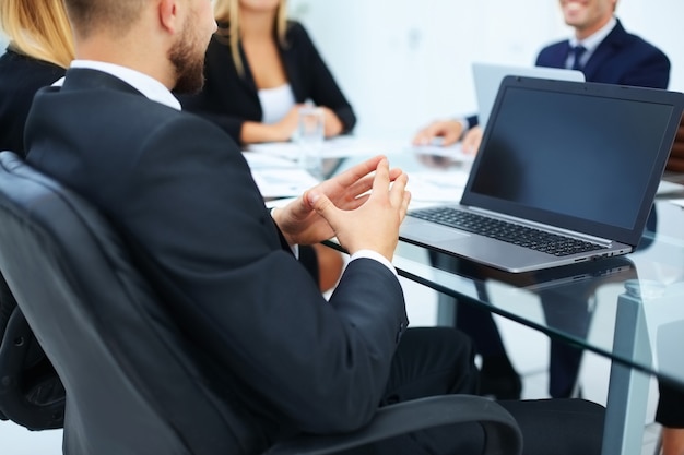  businessman with an open laptop 